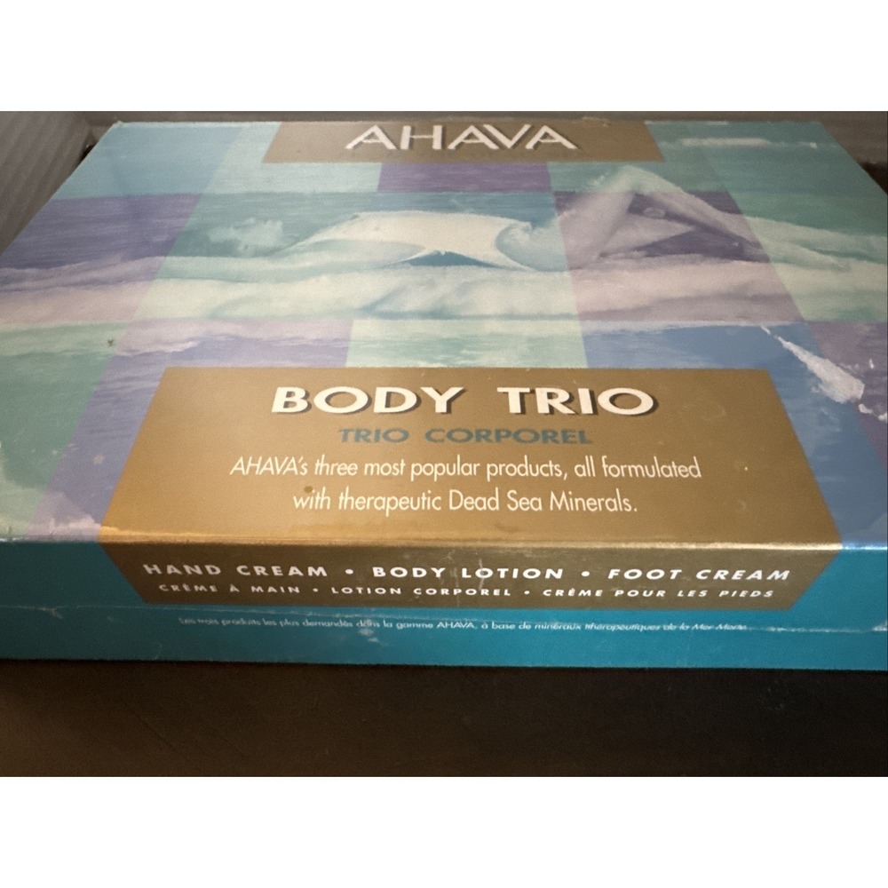New AHAVA Body Trio Mineral Botanical Hand Foot Cream Body Lotion Gift Set Boxed